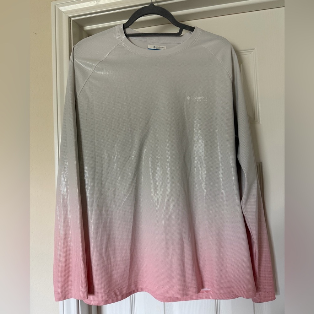Columbia White and Pink Gradient Long Sleeve Shirt